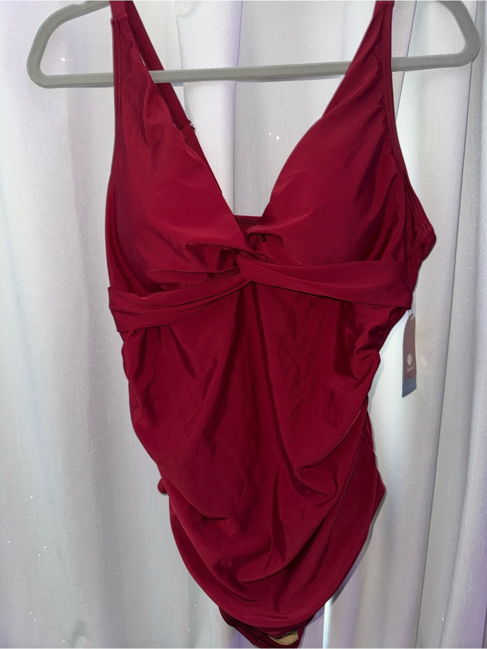 Women’s Twist-Front One-Piece Swimsuit in Red